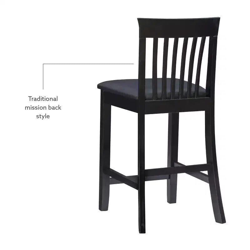 Tabouret de bar de 61 cm de hauteur de comptoir avec dossier à lattes et assise rembourrée