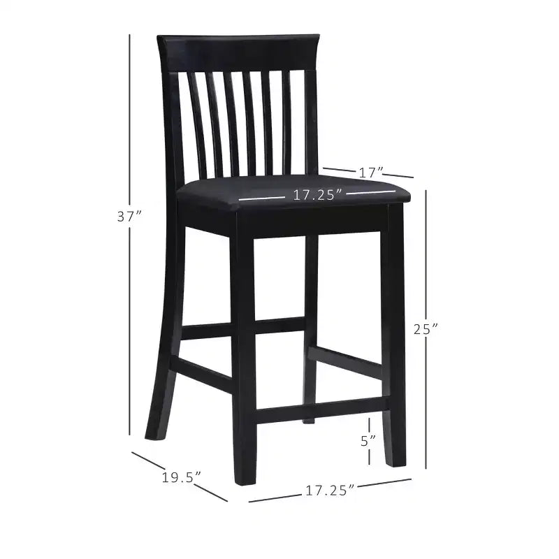 Tabouret de bar de 61 cm de hauteur de comptoir avec dossier à lattes et assise rembourrée