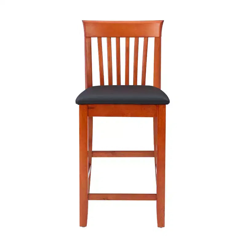 Tabouret de bar de 61 cm de hauteur de comptoir avec dossier à lattes et assise rembourrée