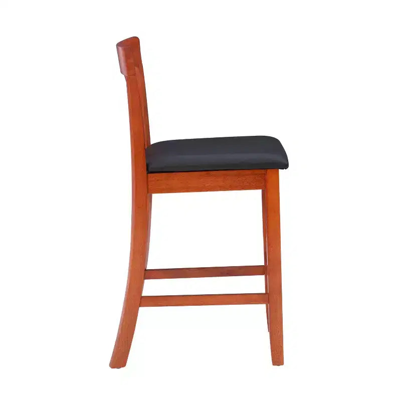 Tabouret de bar de 61 cm de hauteur de comptoir avec dossier à lattes et assise rembourrée