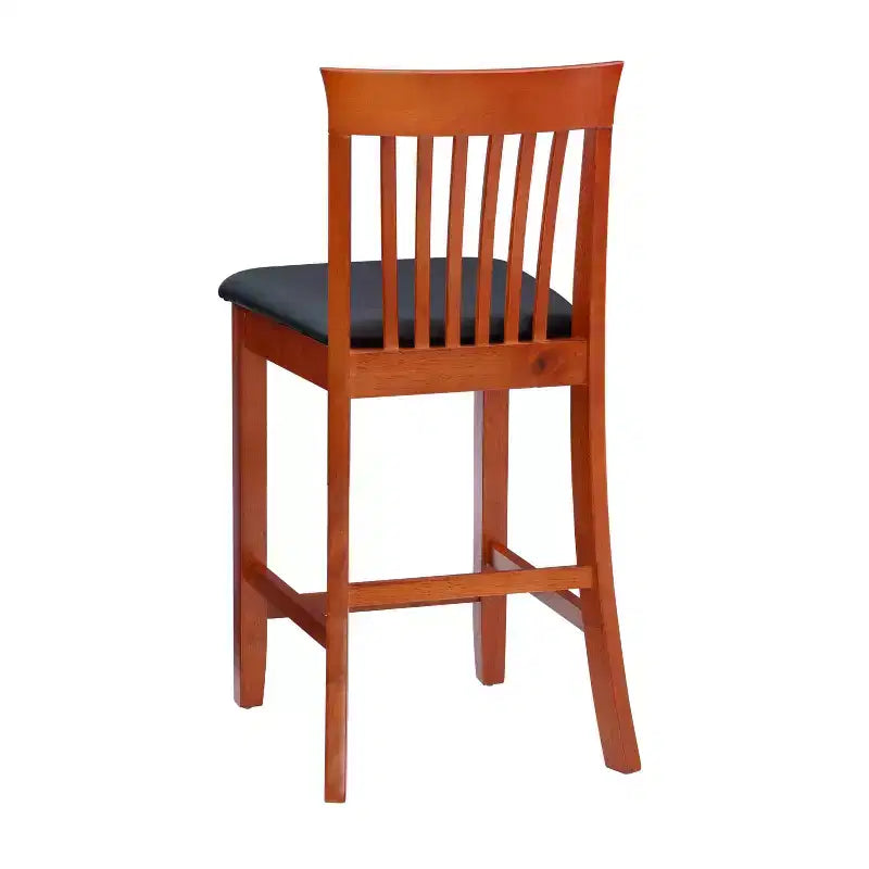 Tabouret de bar de 61 cm de hauteur de comptoir avec dossier à lattes et assise rembourrée