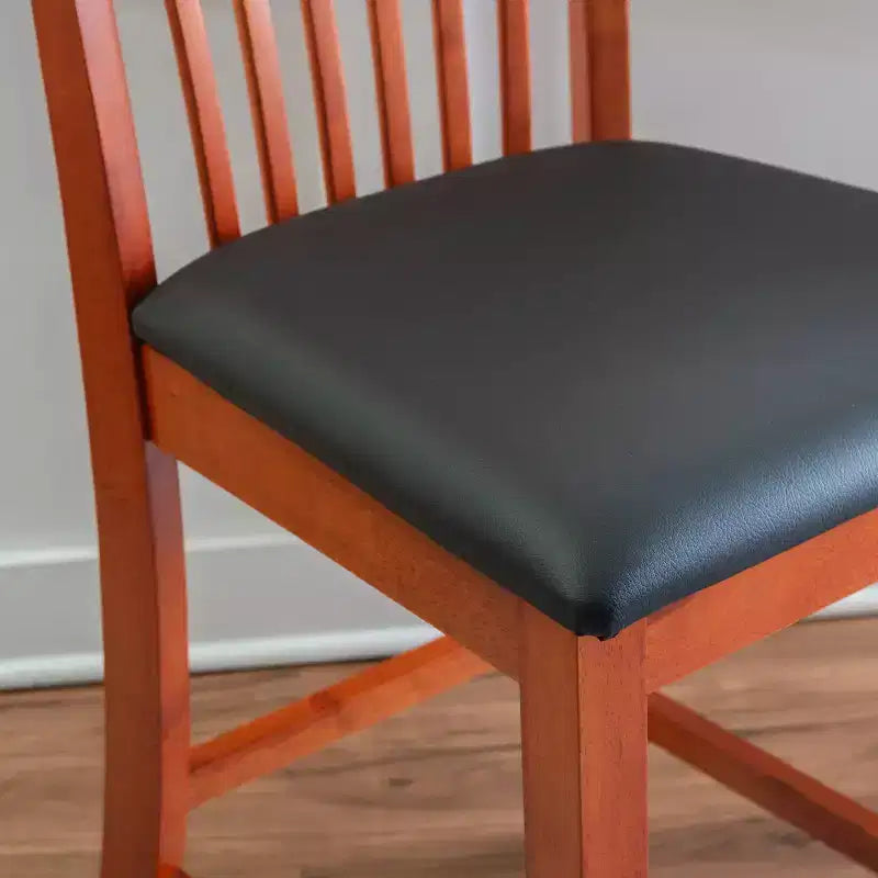 Tabouret de bar de 61 cm de hauteur de comptoir avec dossier à lattes et assise rembourrée