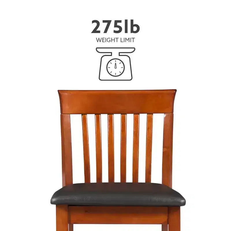Tabouret de bar de 61 cm de hauteur de comptoir avec dossier à lattes et assise rembourrée