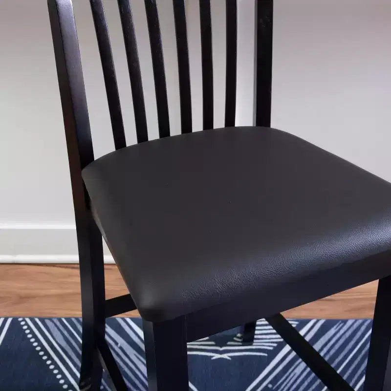 Tabouret de bar de 61 cm de hauteur de comptoir avec dossier à lattes et assise rembourrée