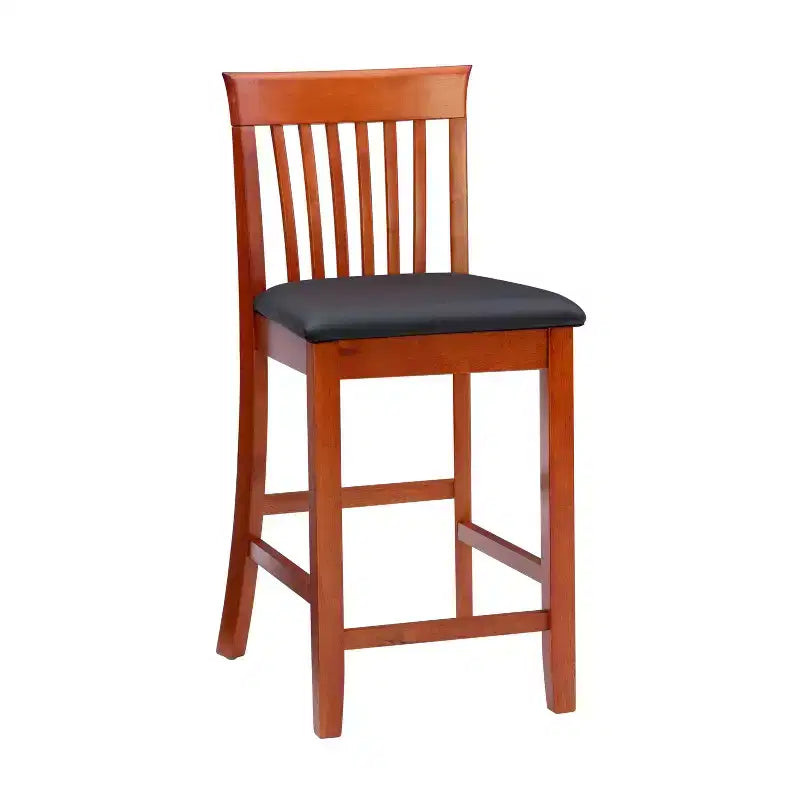 Tabouret de bar de 61 cm de hauteur de comptoir avec dossier à lattes et assise rembourrée