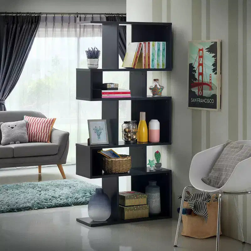 Étagère d'angle échelle 5 cubes autoportante – Meuble de rangement et bibliothèque