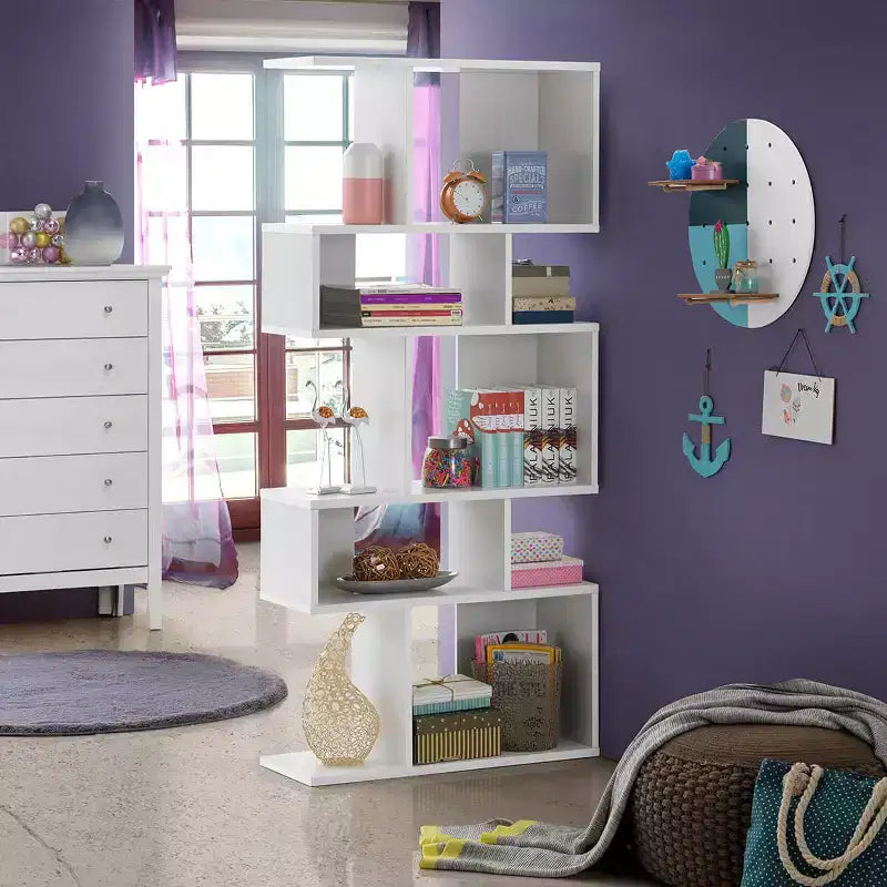 Étagère d'angle échelle 5 cubes autoportante – Meuble de rangement et bibliothèque